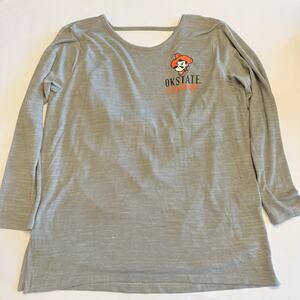 Oklahoma State Cowboys Shirt Women’s Large Gray Open Scoop Back Long Sleeve Top